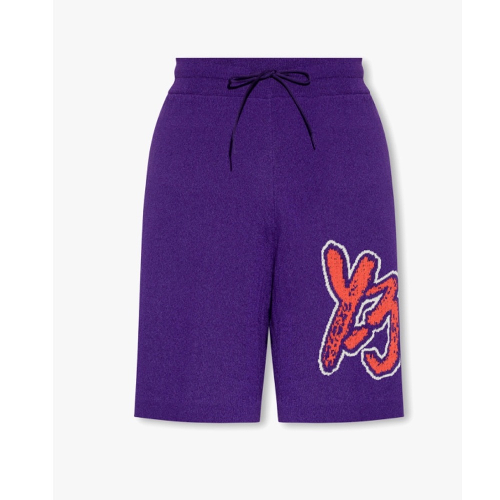 NWT Y-3 Yohji Yamamoto Knit Logo Shorts in Purple - Picture 13 of 14